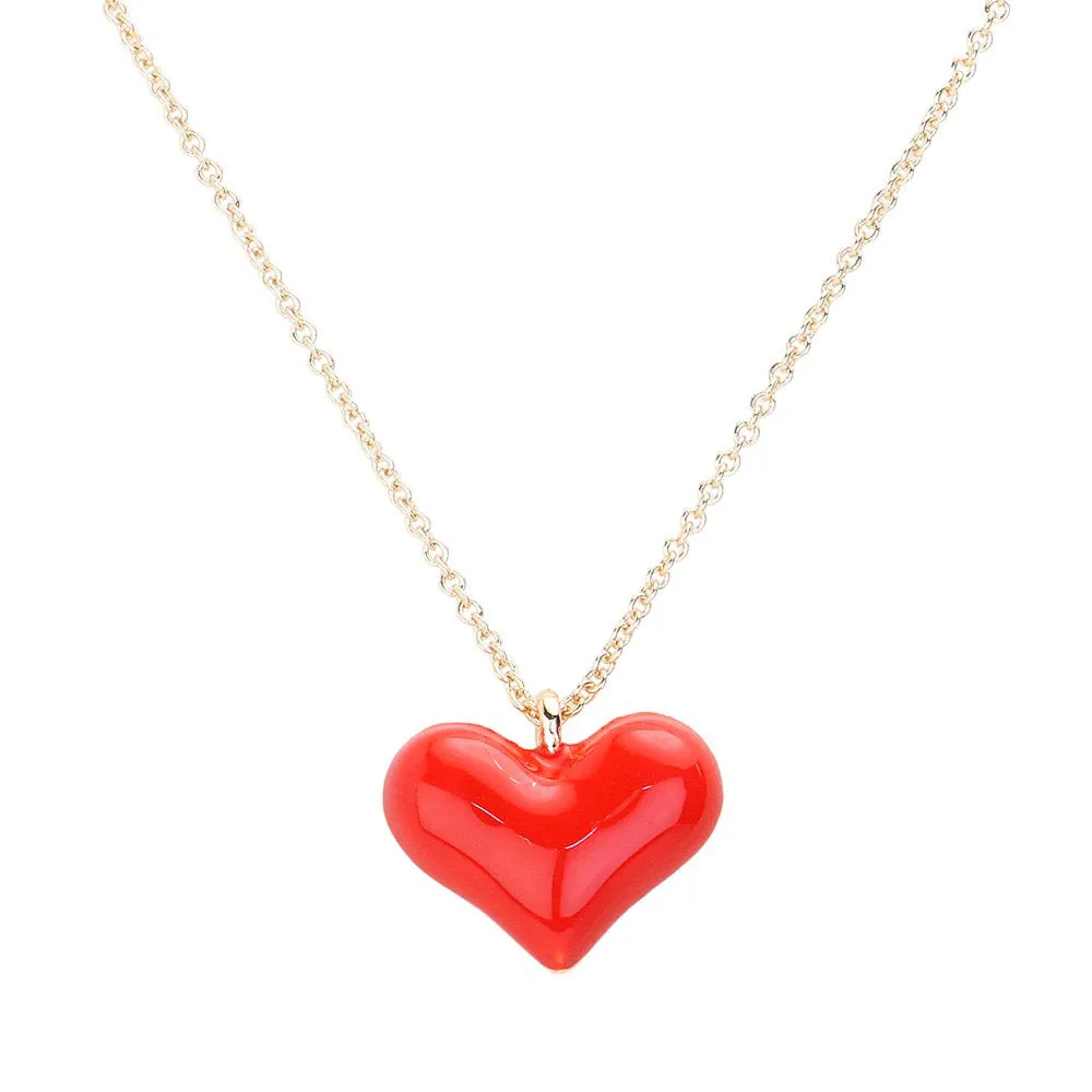 Enamel Heart Pendant Necklace