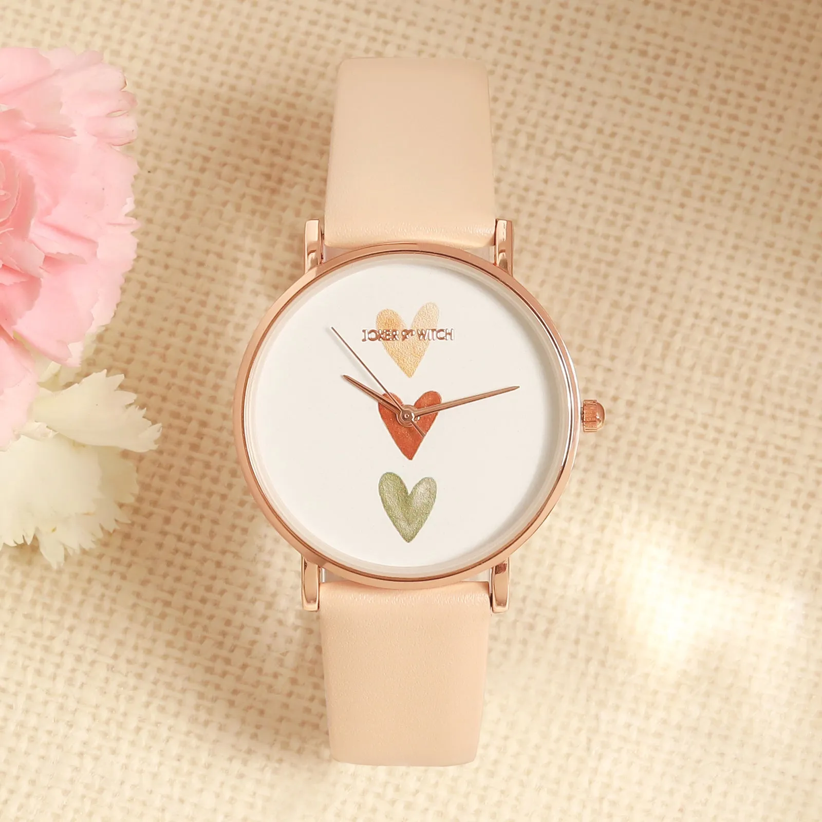 Ethereal Beige PU Strap Watch