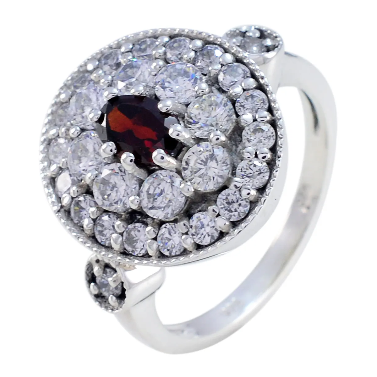 Fascinating Gem Garnet Sterling Silver Rings Fingerprint Jewelry