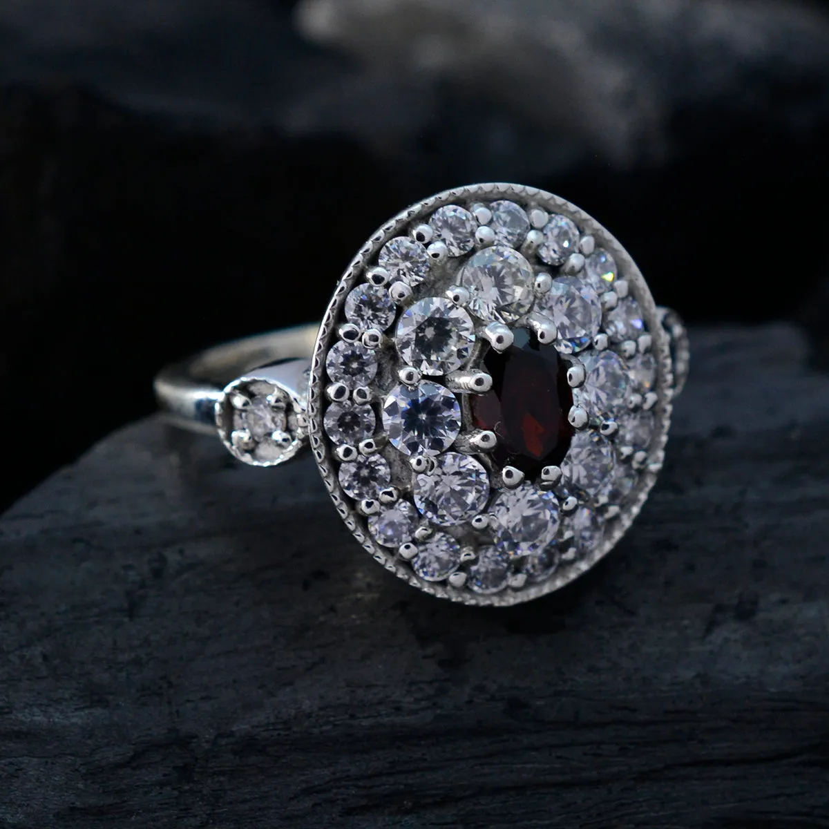 Fascinating Gem Garnet Sterling Silver Rings Fingerprint Jewelry