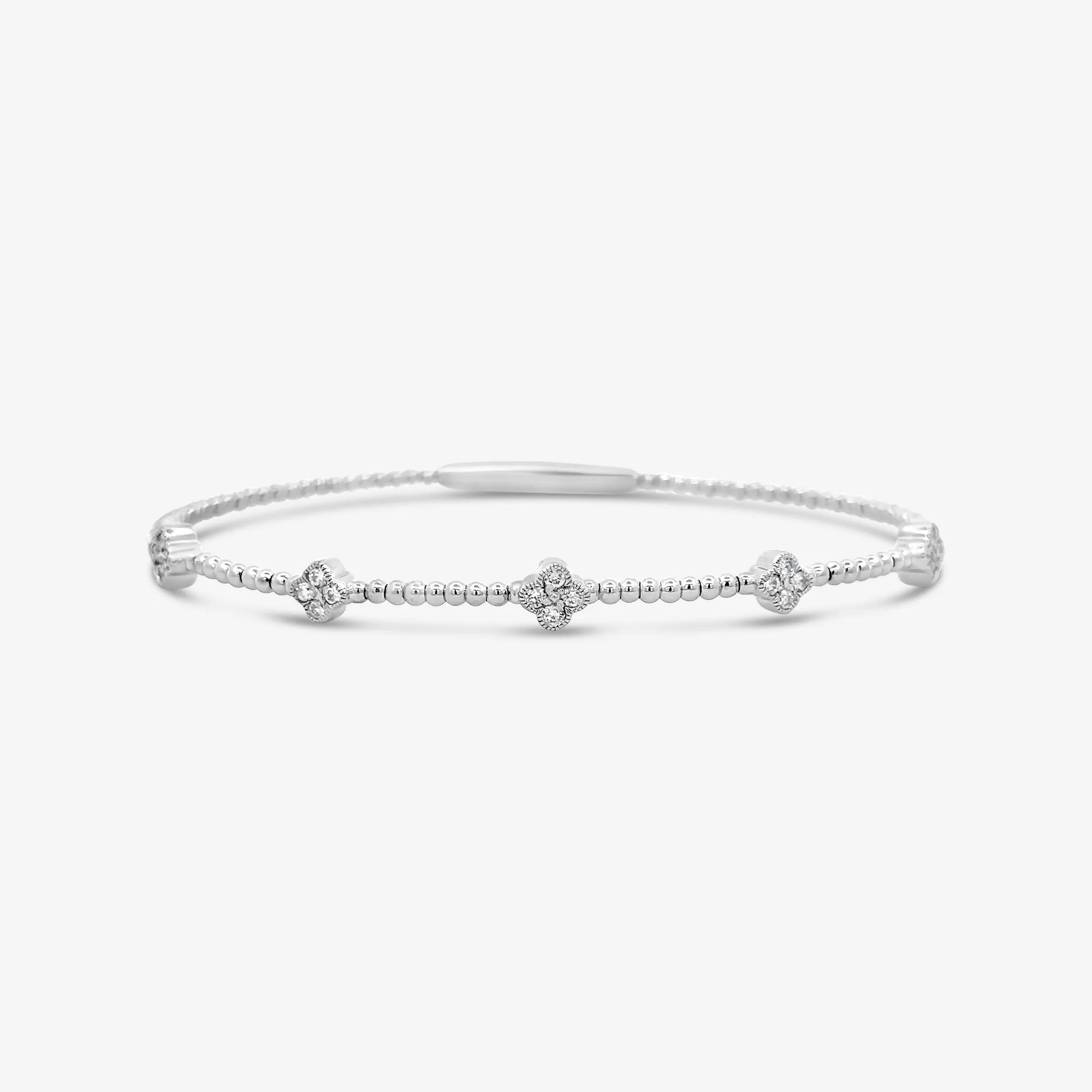 Floral Motif Diamond Flexible Bangle Bracelet