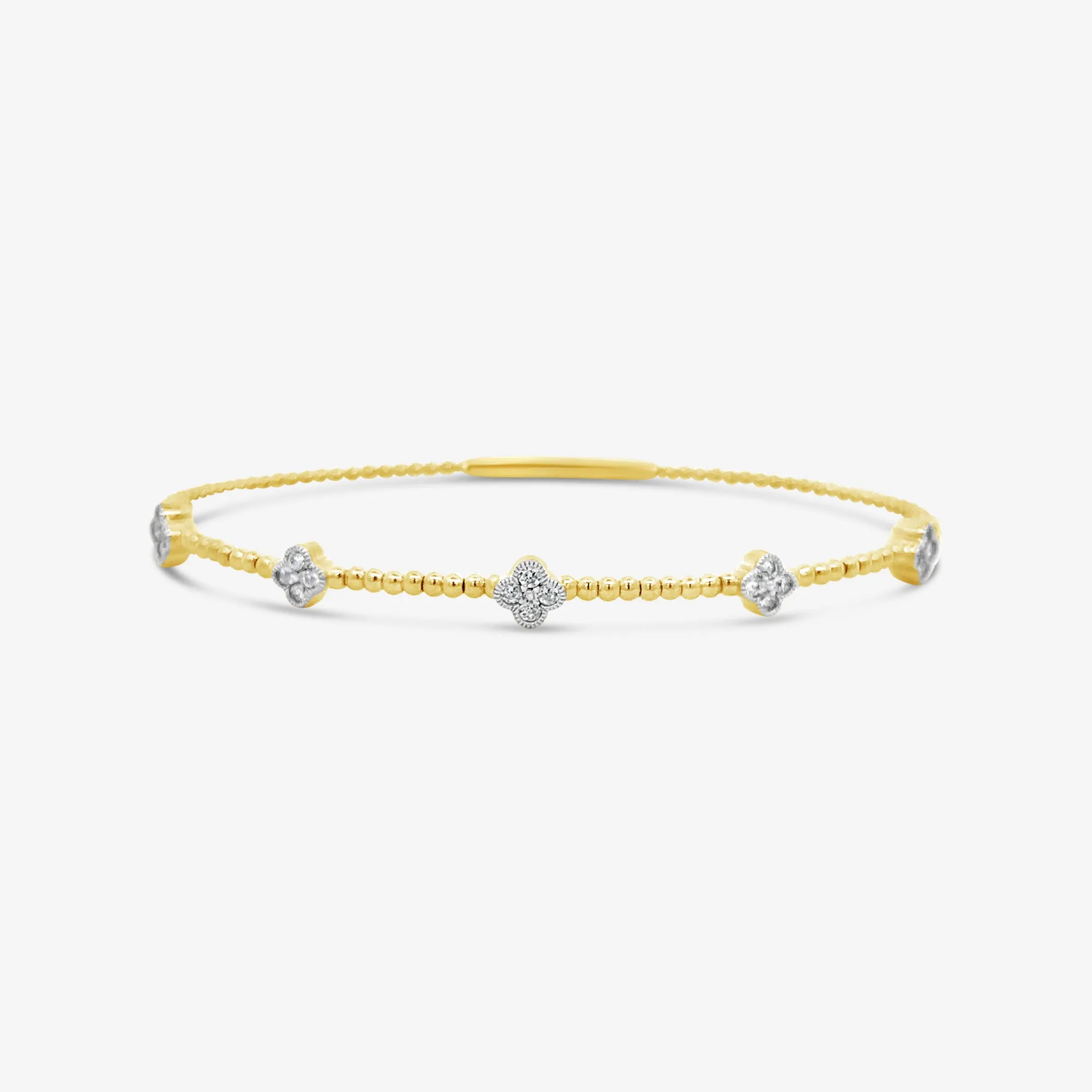 Floral Motif Diamond Flexible Bangle Bracelet