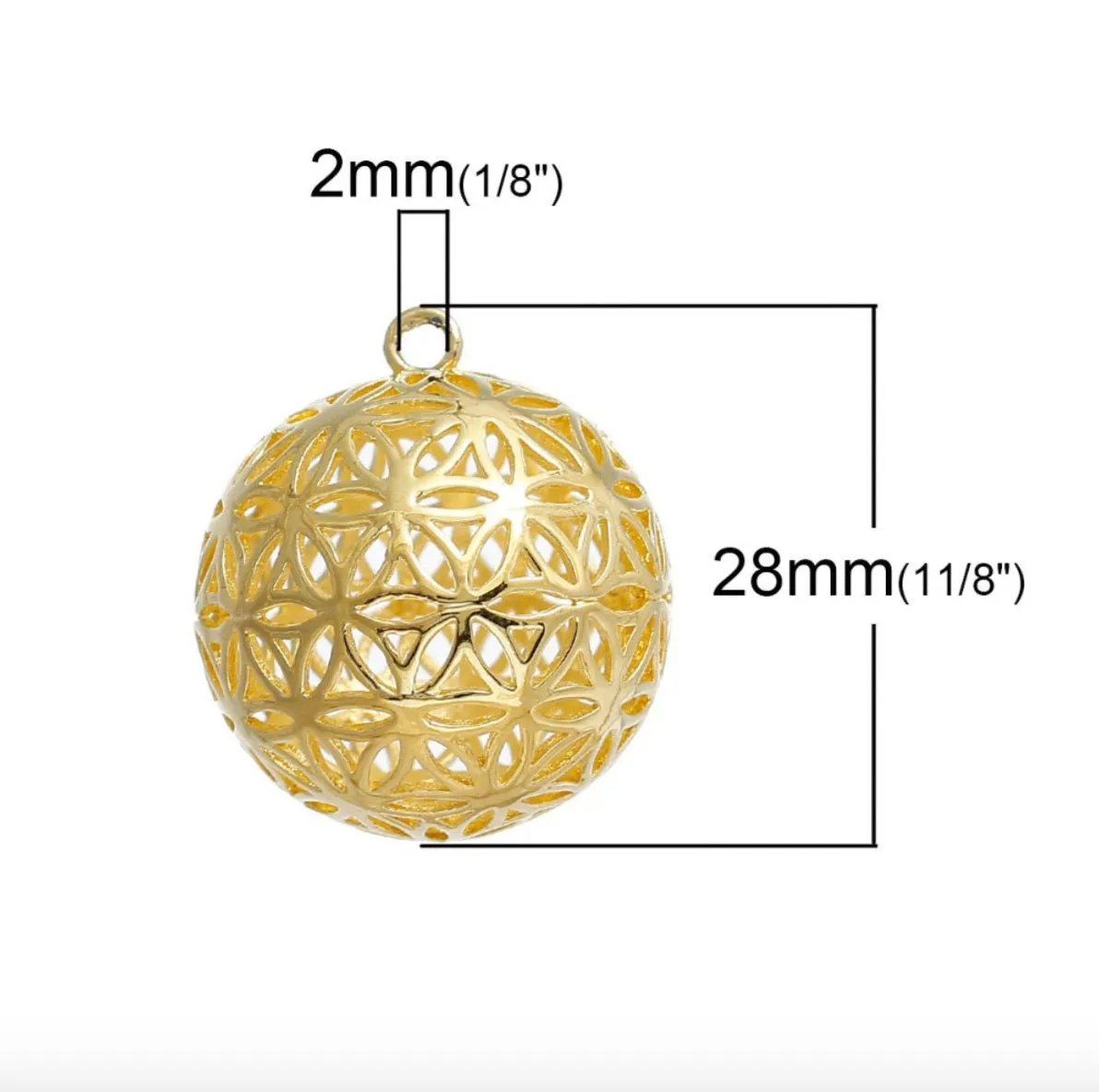 Flower Of Life 3D Charm Pendants Round Gold Color