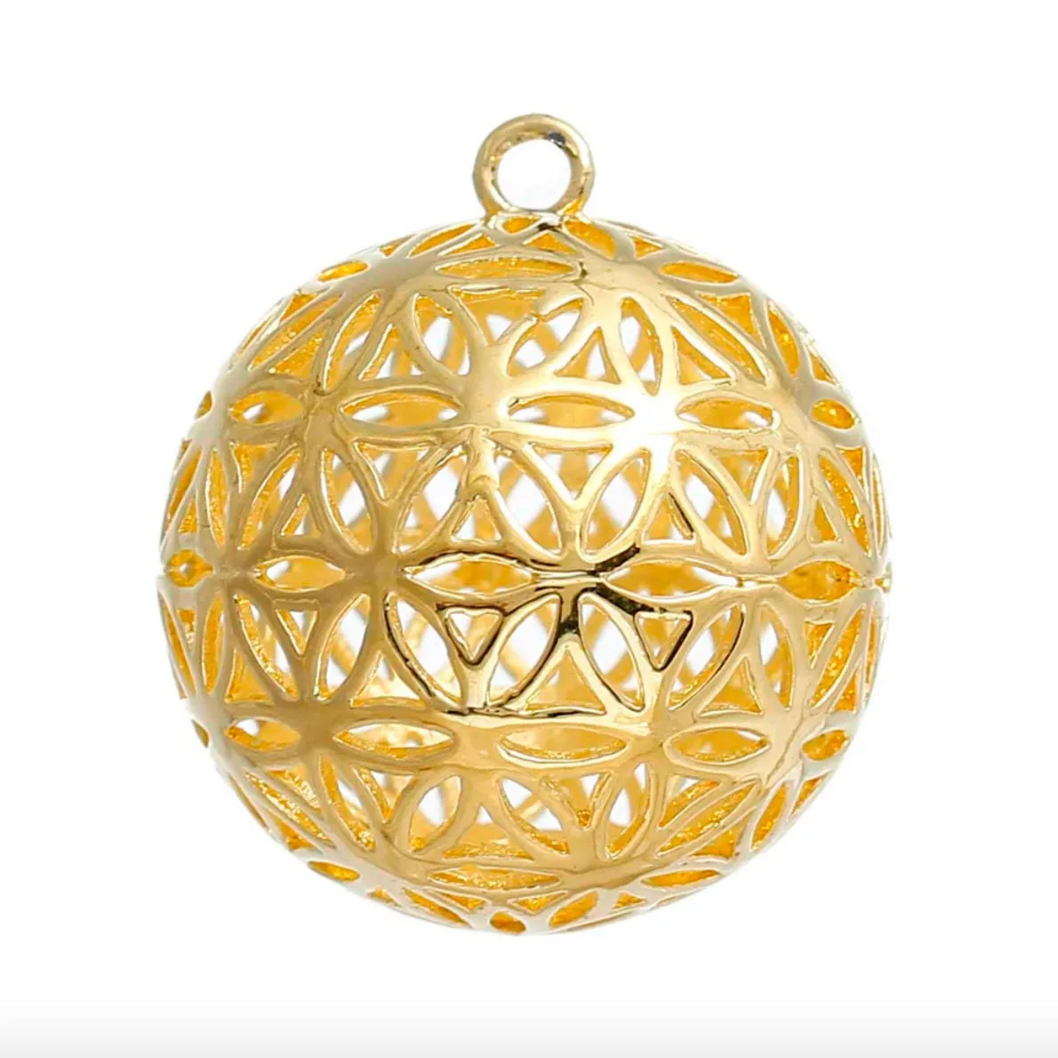 Flower Of Life 3D Charm Pendants Round Gold Color