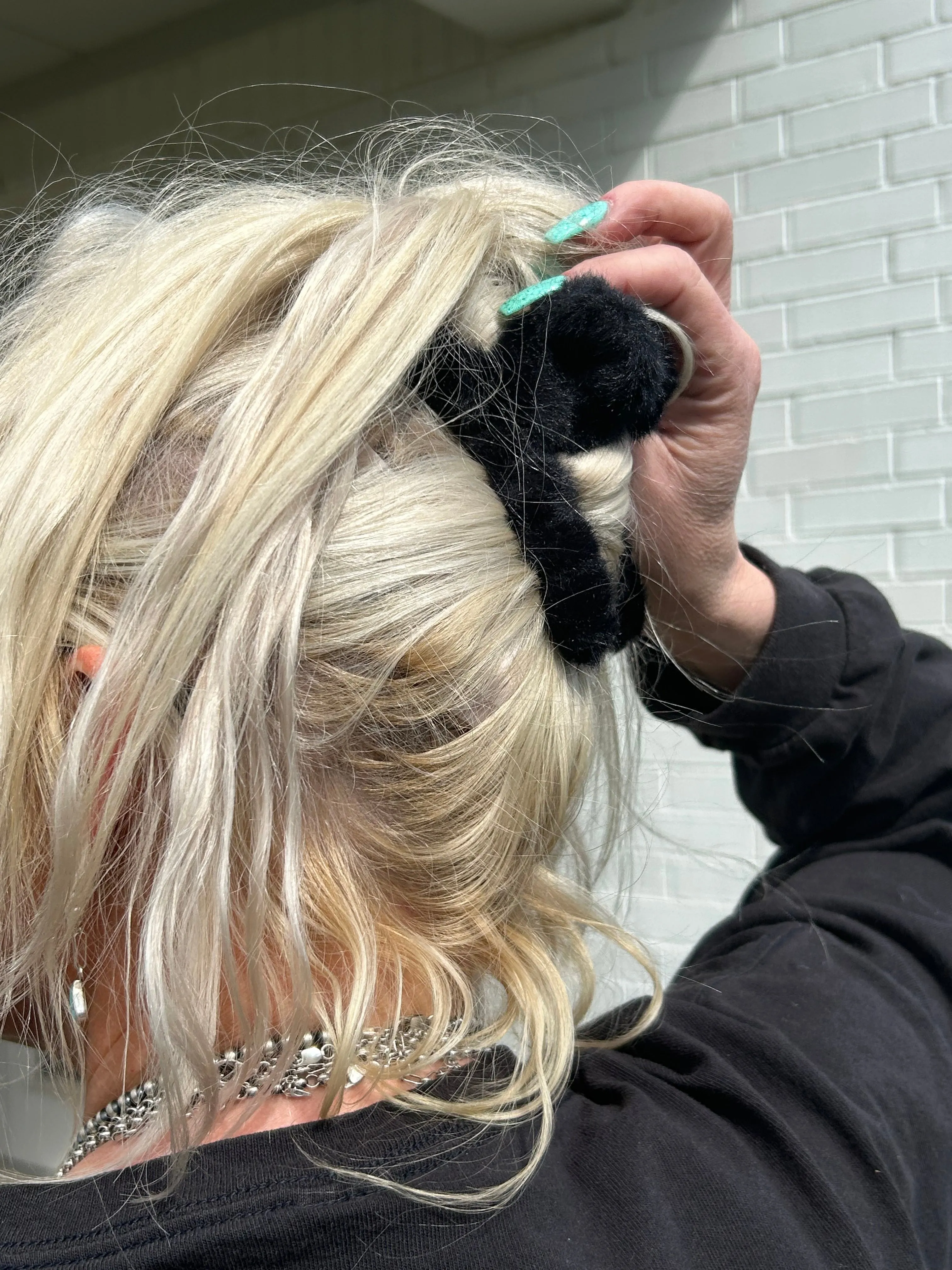 Furry Hair Clip- Turquoise