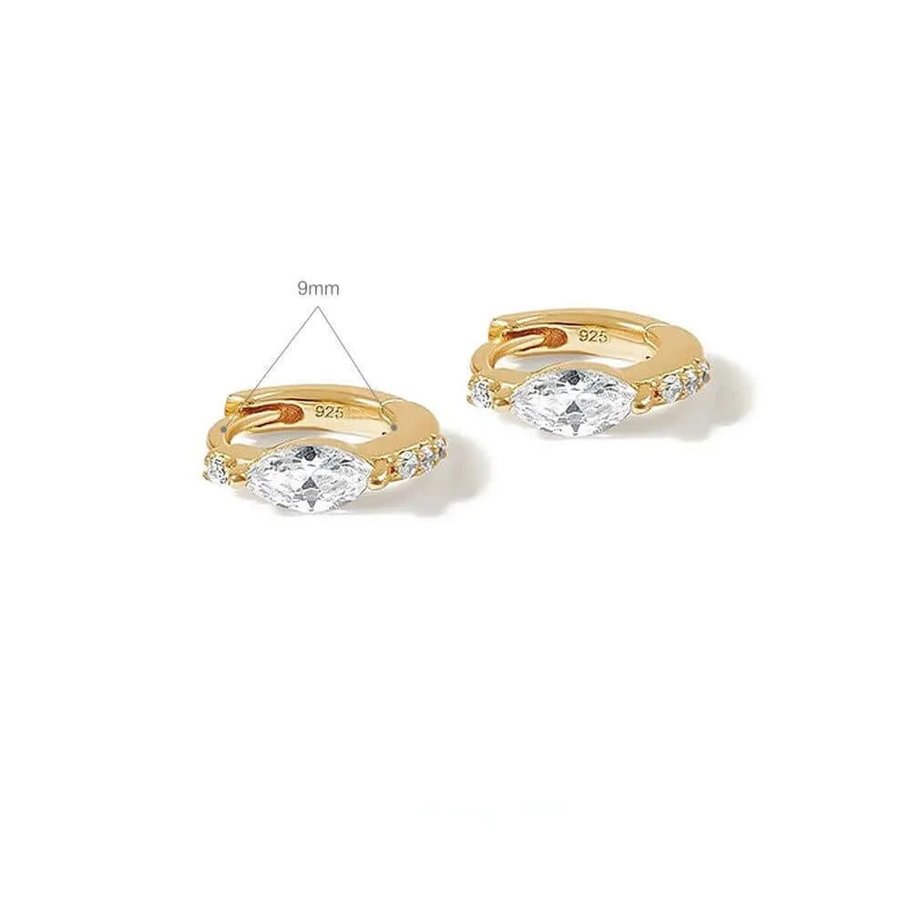 Gold Claw Set CZ Diamond Hoop&Huggie Earrings