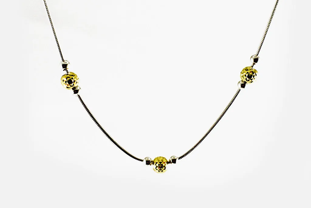 Gold-Dipped & Sterling Silver Station Bead Necklace