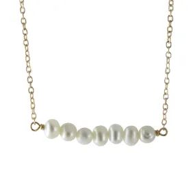 Gold-Dipped Pearl Bar Necklace