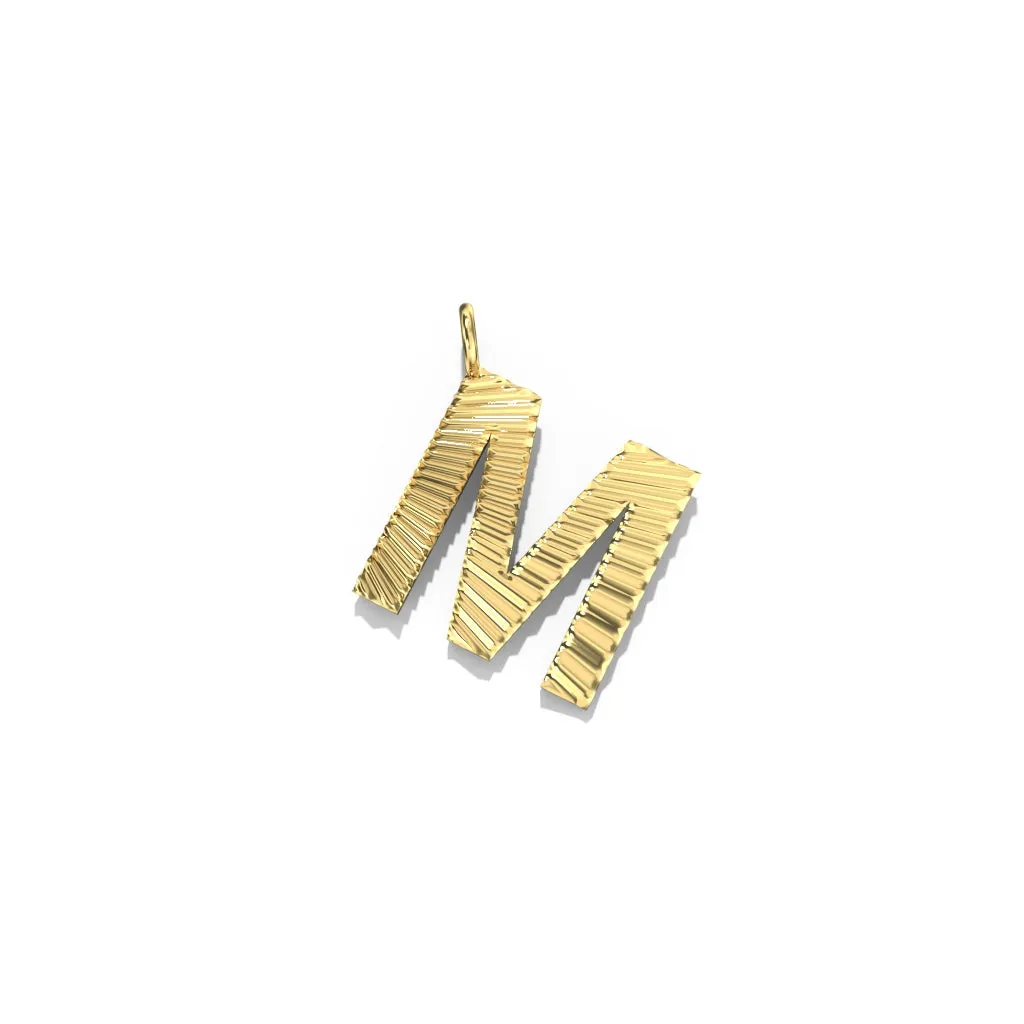 Gold Fluted Letter Pendant