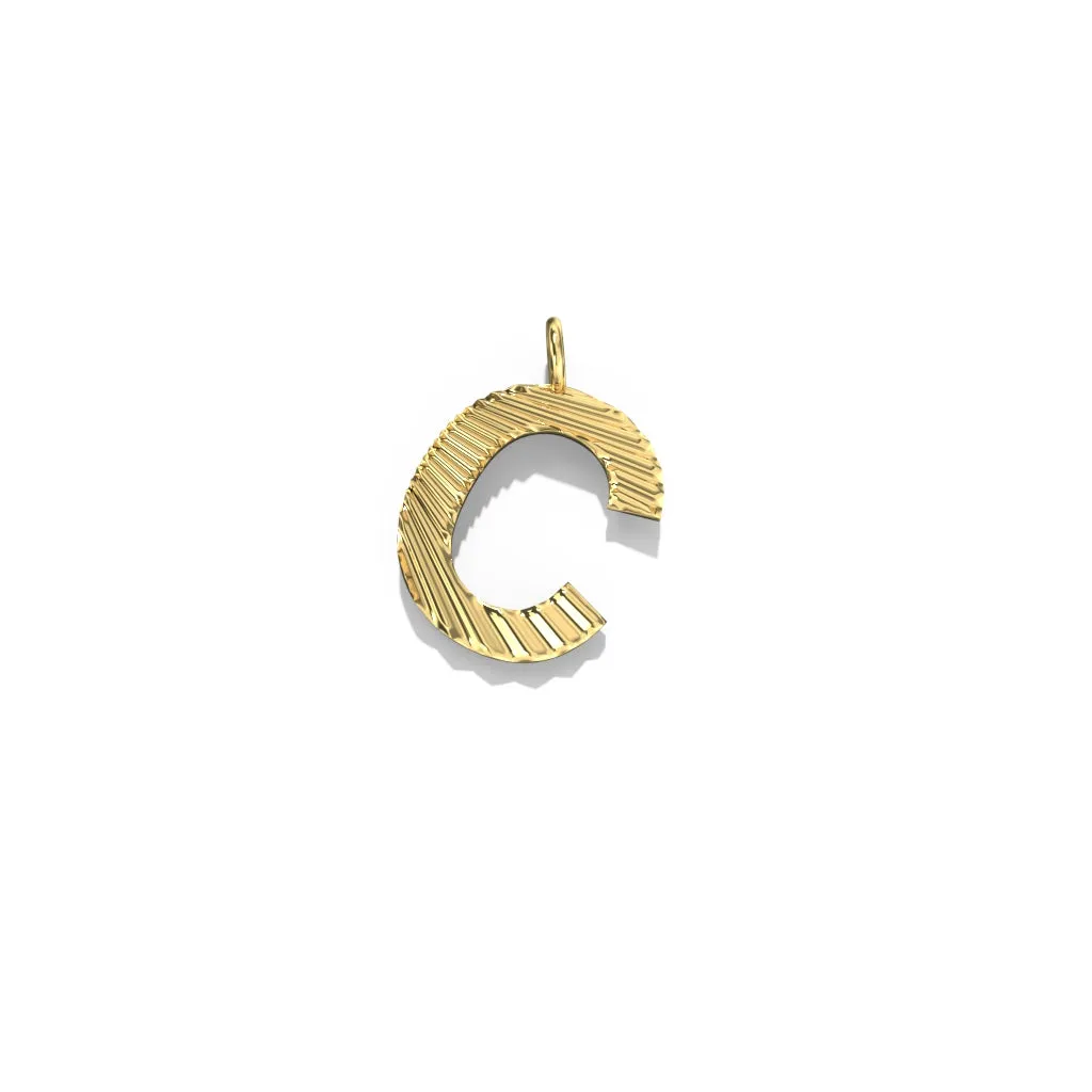 Gold Fluted Letter Pendant