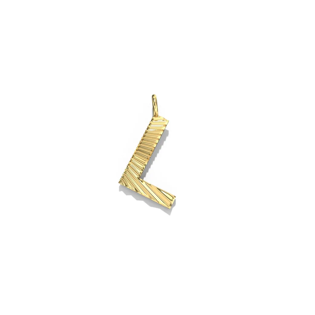 Gold Fluted Letter Pendant