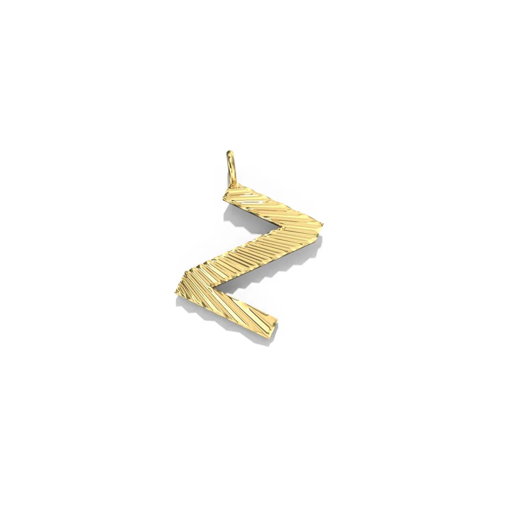 Gold Fluted Letter Pendant