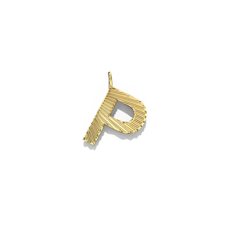 Gold Fluted Letter Pendant