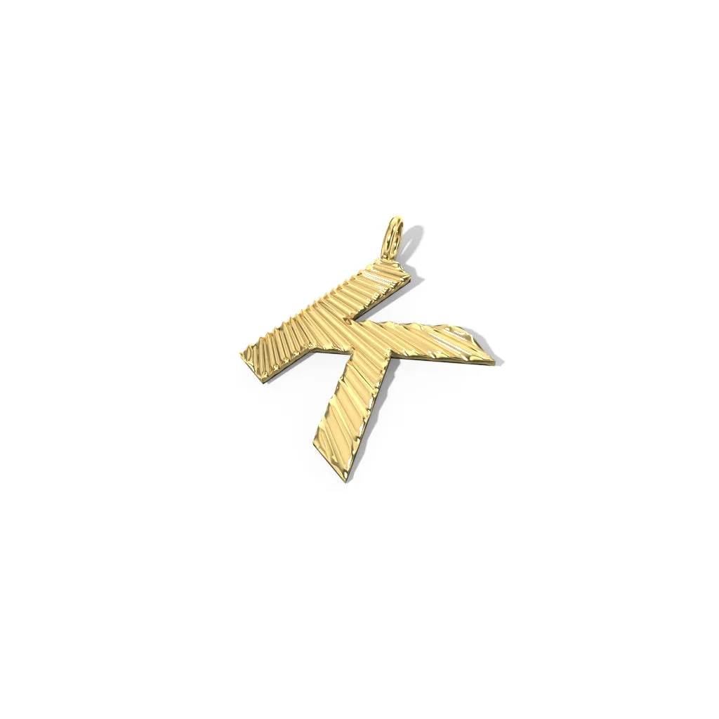 Gold Fluted Letter Pendant