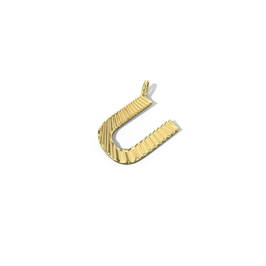 Gold Fluted Letter Pendant