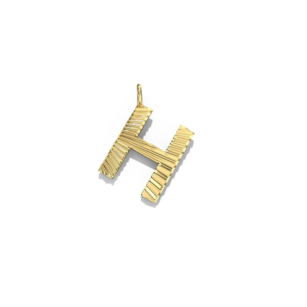 Gold Fluted Letter Pendant