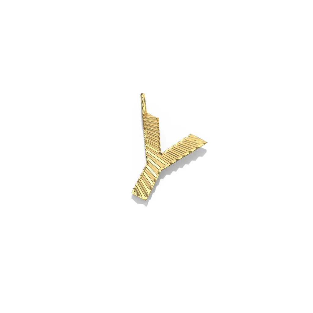 Gold Fluted Letter Pendant