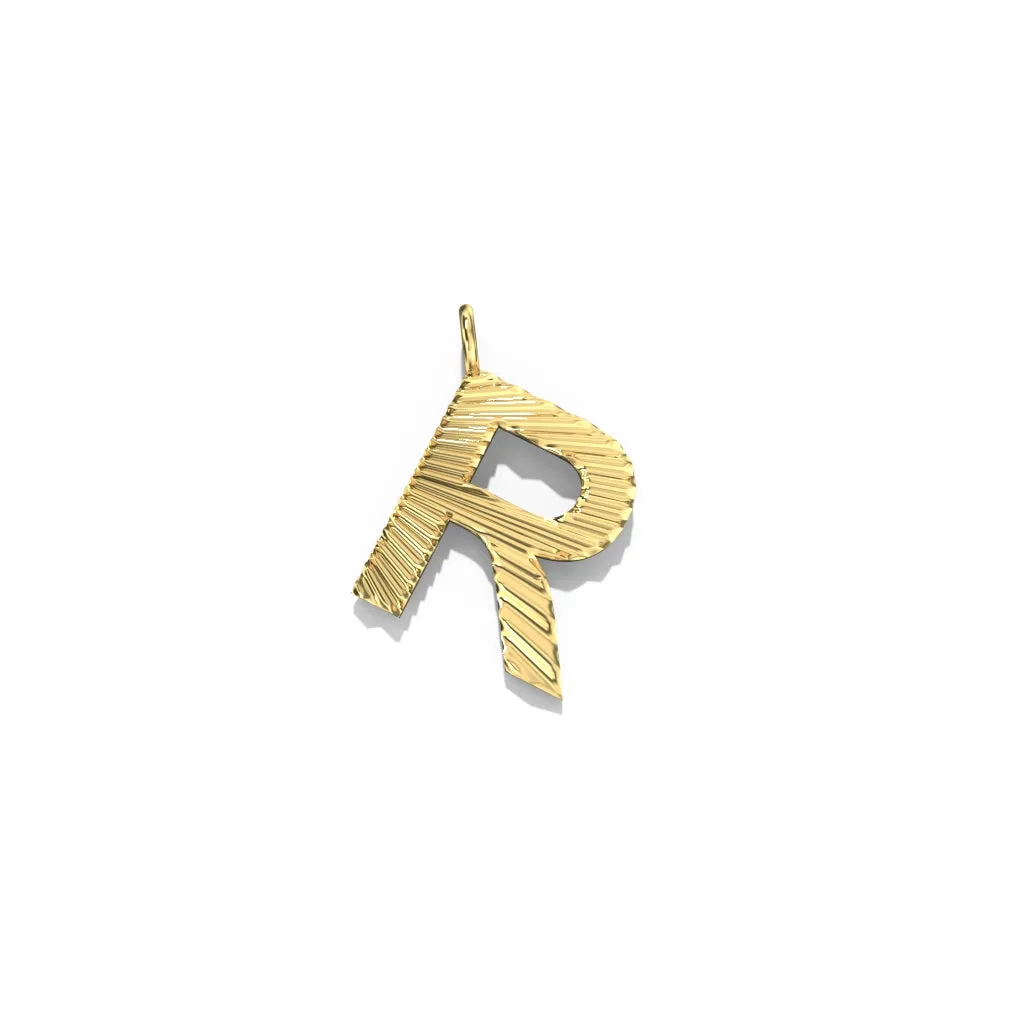 Gold Fluted Letter Pendant