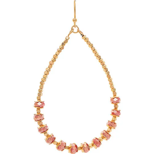 Gold Nuggets Coral Pink Teardrop Earring