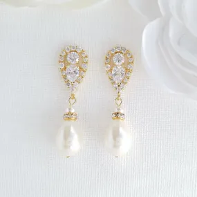 Gold Pearl Earrings-Cera