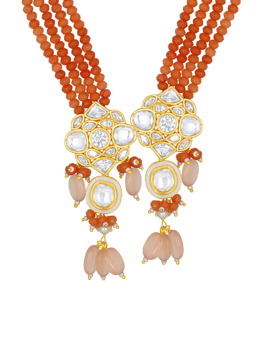 Gold Plated Kundan Necklace with Agate