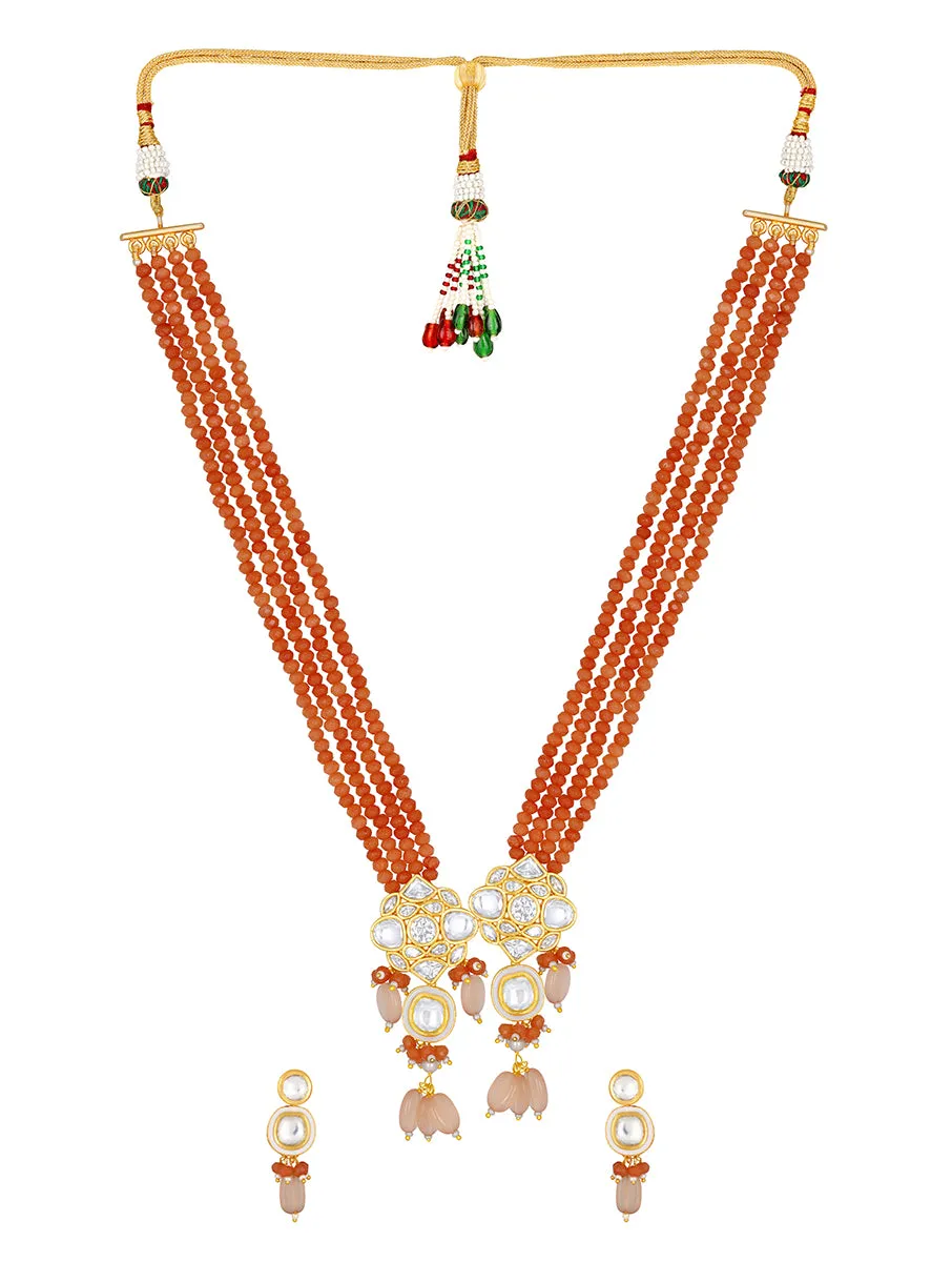 Gold Plated Kundan Necklace with Agate