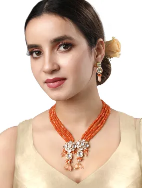 Gold Plated Kundan Necklace with Agate