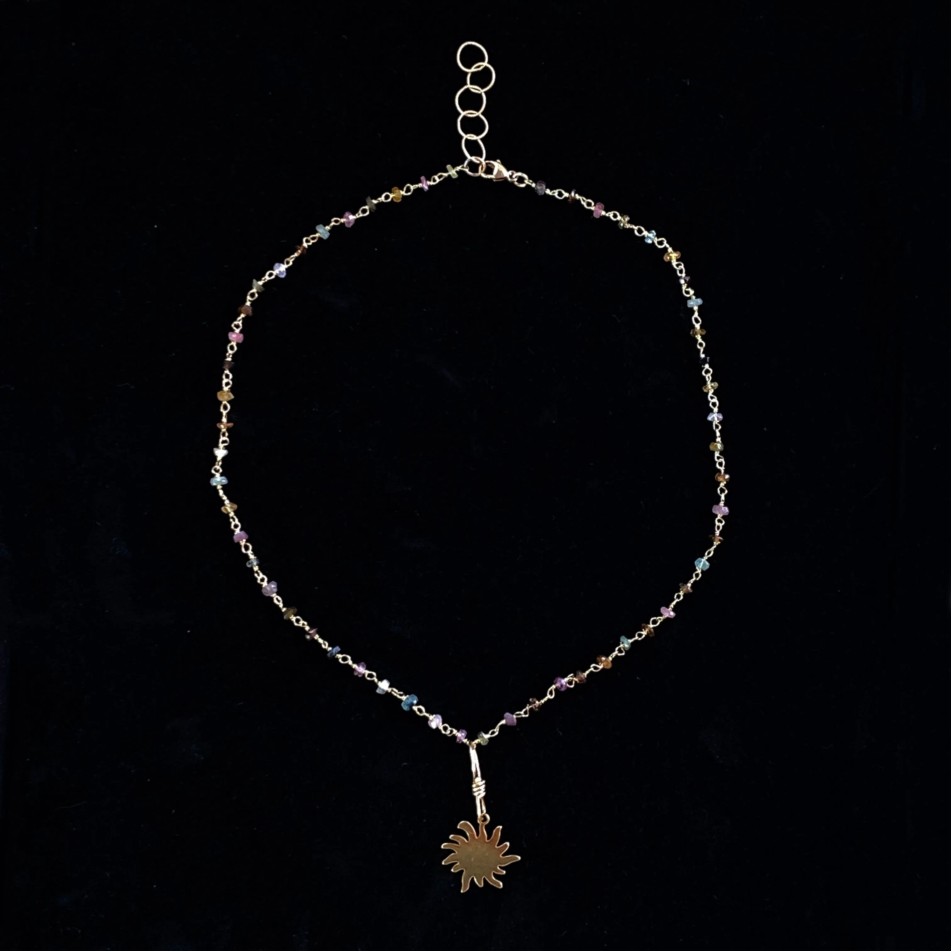 Gold Sun on Mixed Tourmaline Necklace