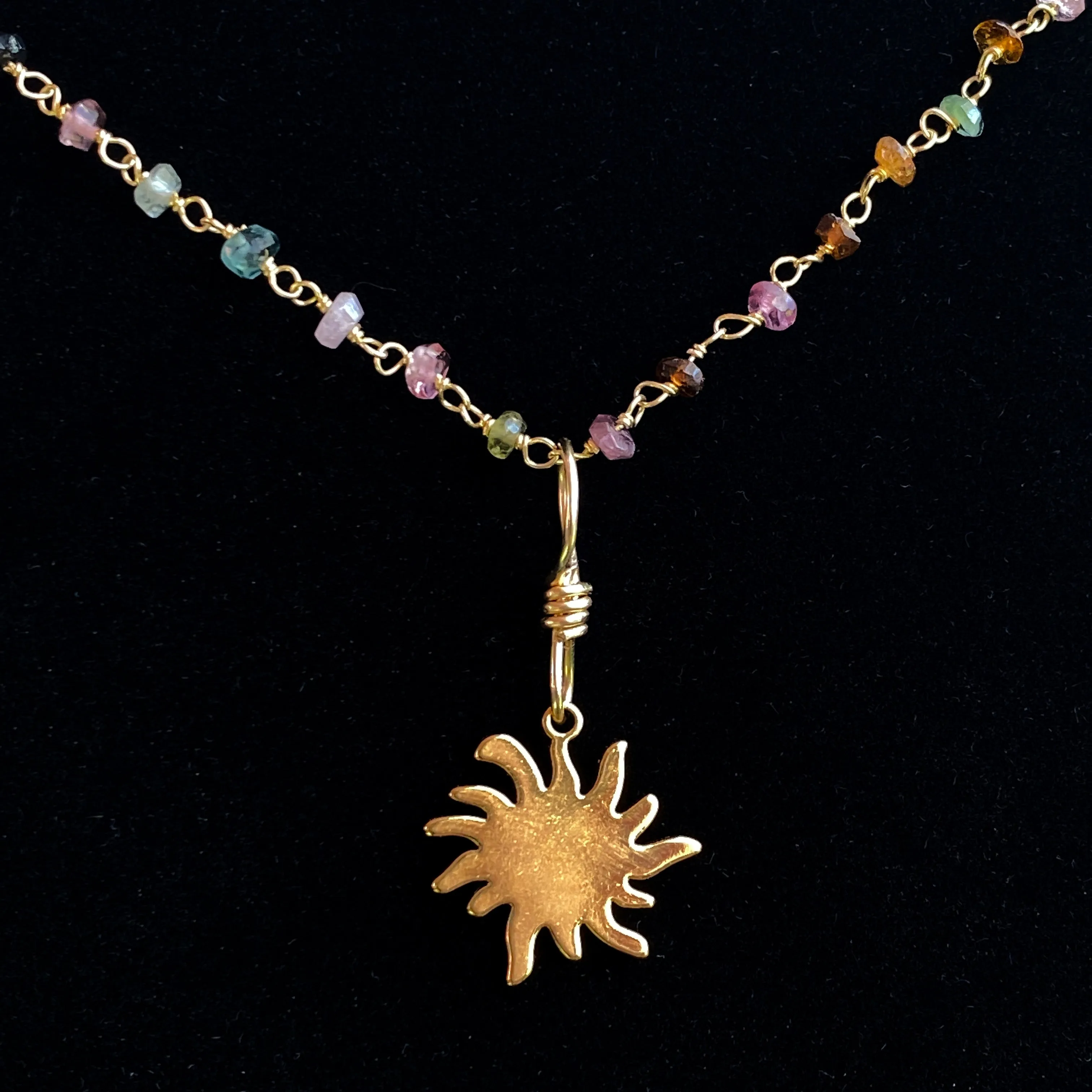 Gold Sun on Mixed Tourmaline Necklace