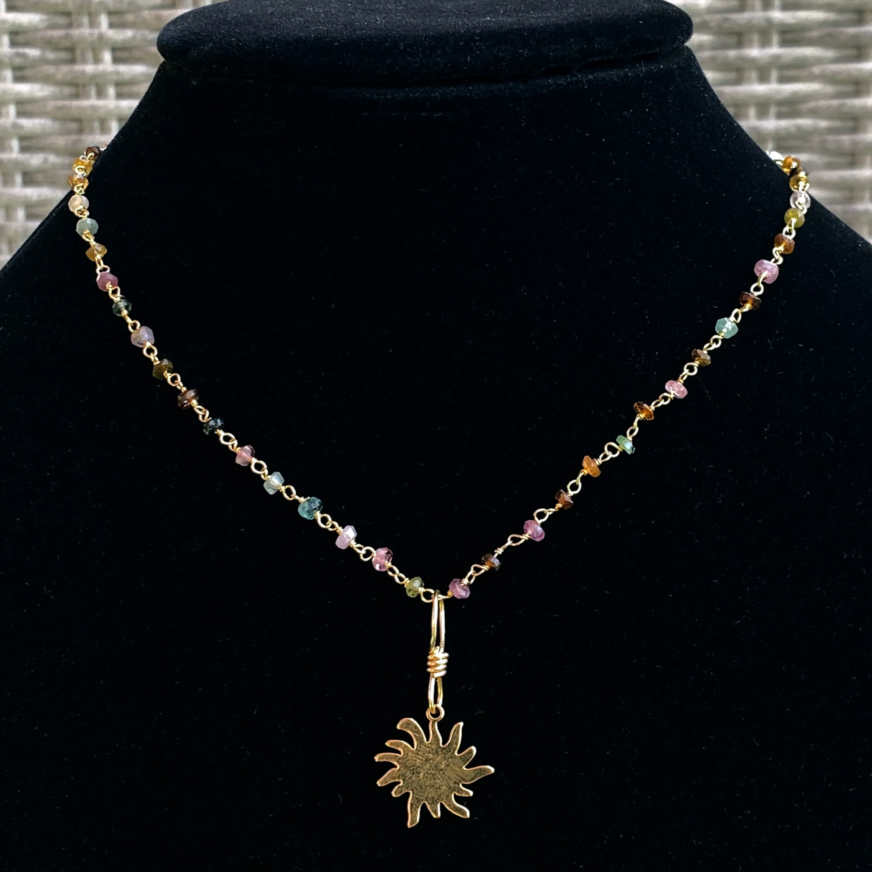 Gold Sun on Mixed Tourmaline Necklace