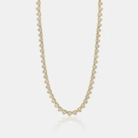 Half Way Bezel-Set Heart Shape Diamond Tennis Necklace