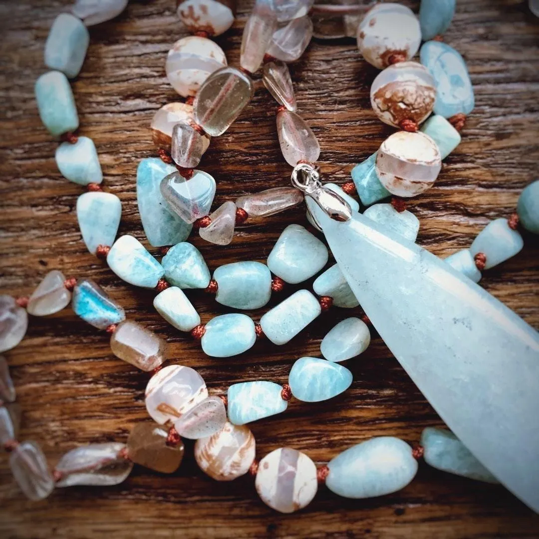 Handmade Amazonite Pendant Beaded Necklace