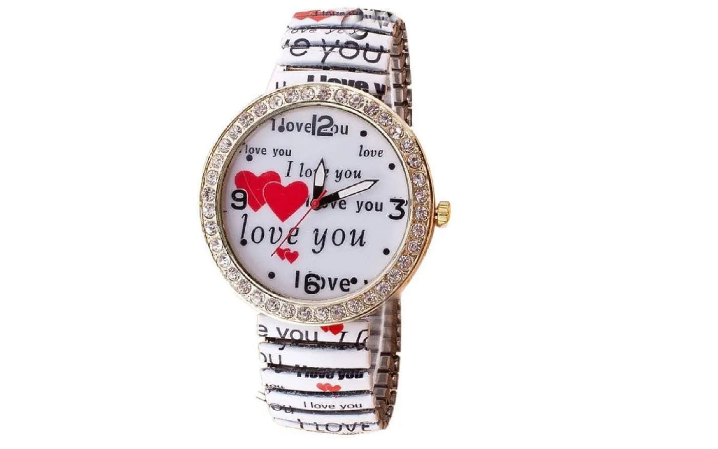 Heart Diamond Printed Elastic Bracelet Watch