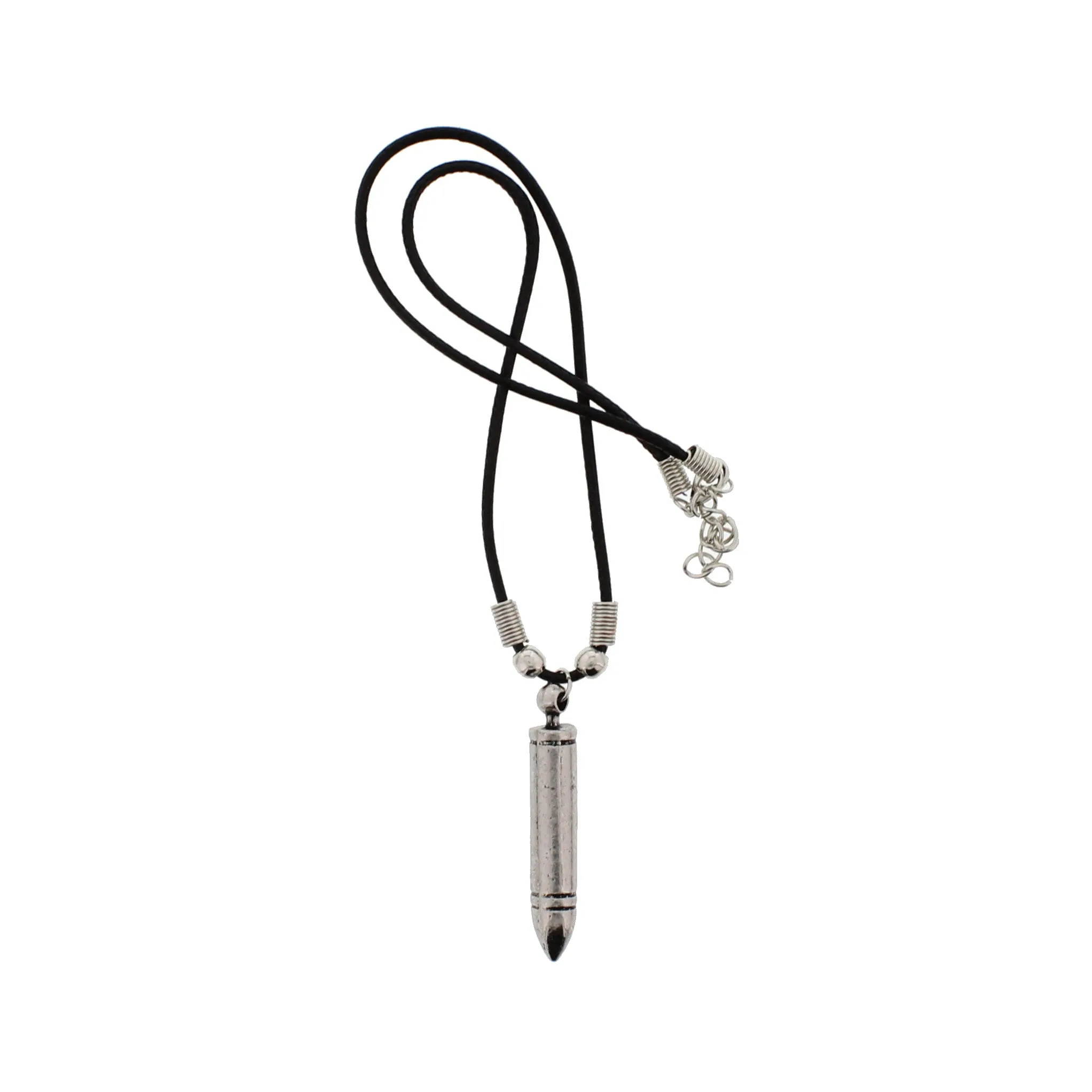 Heavy Silver Bullet Corded Necklace