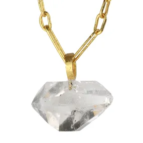 Herkimer Diamond Quartz Pendant with 22K Gold Bale