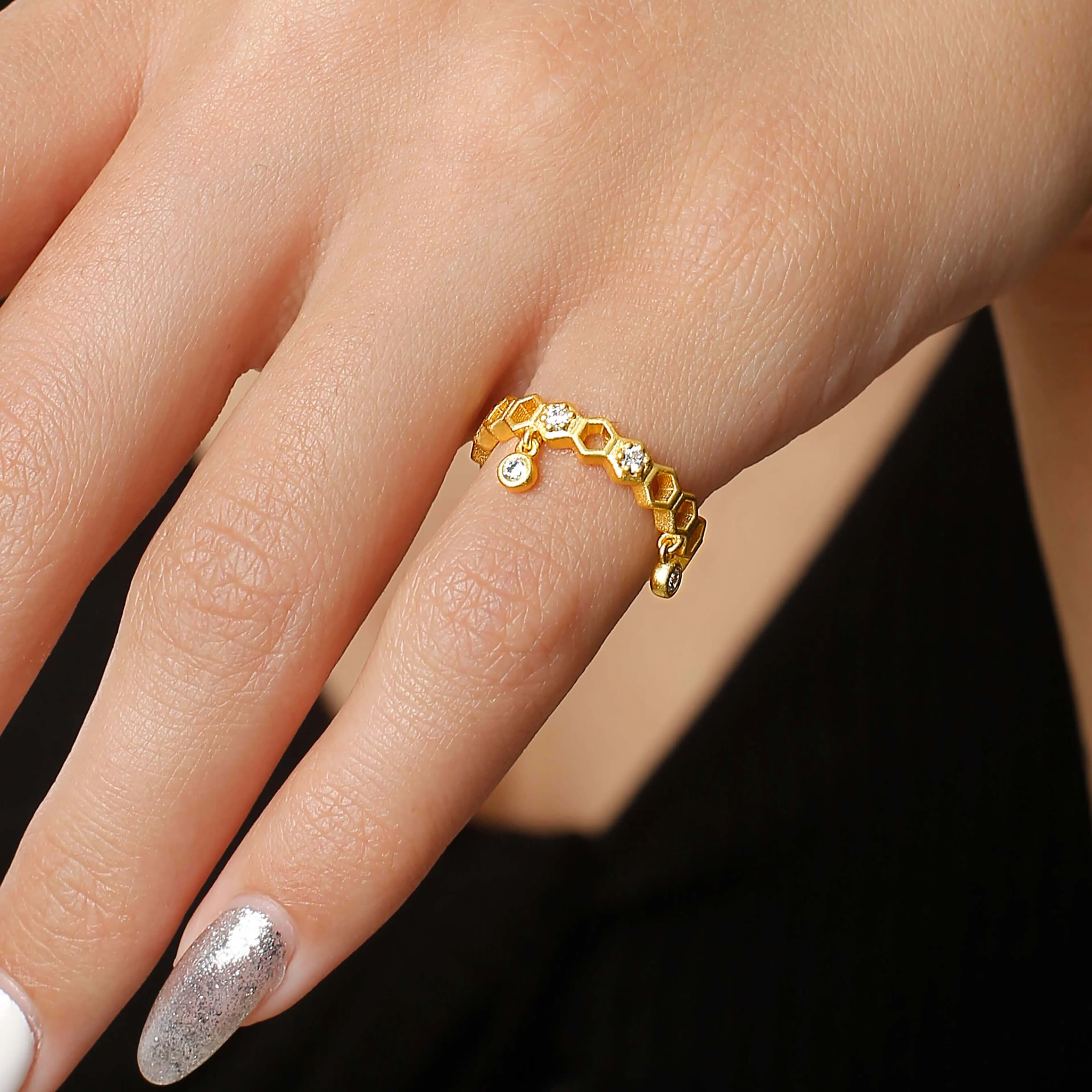 Honeycomb With Dripping Honey Ring Life With MaK’s Honeycomb Bee Kind Jewelry Collection