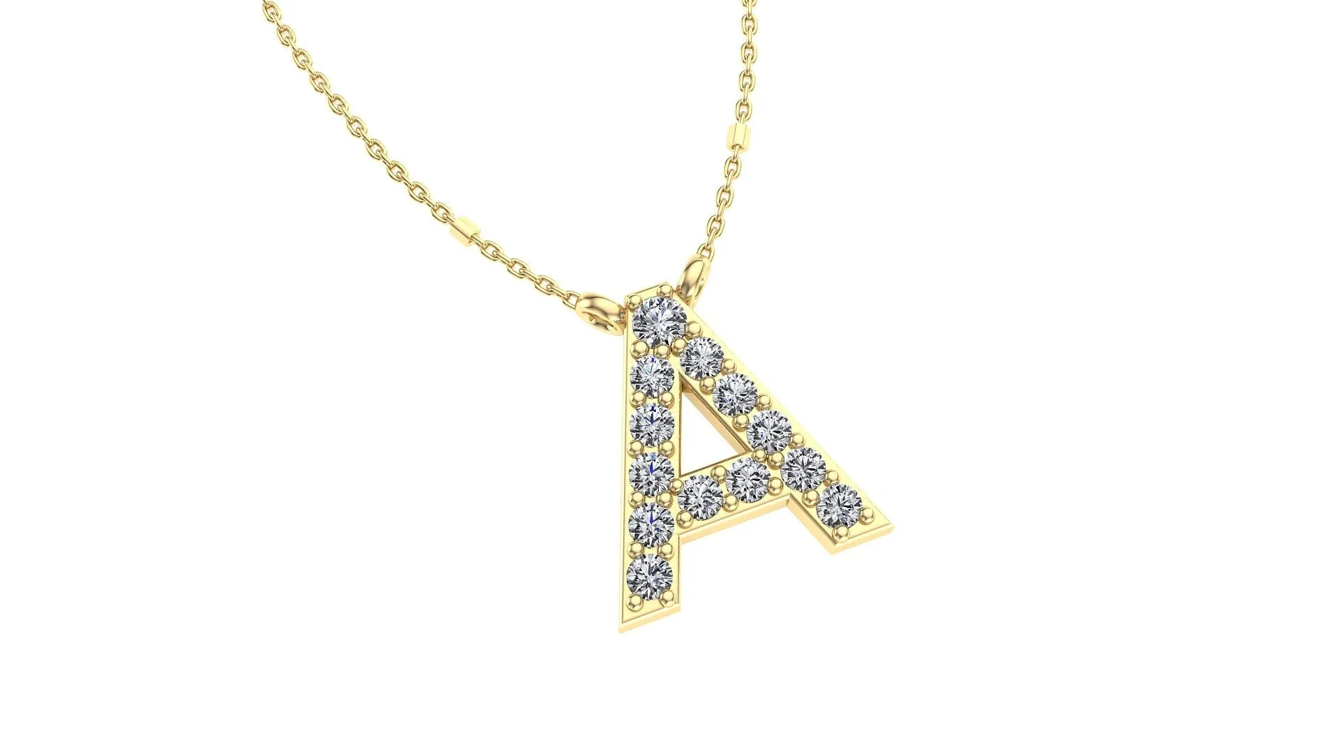 Initial A Diamond Pendant 14K Gold DIP001