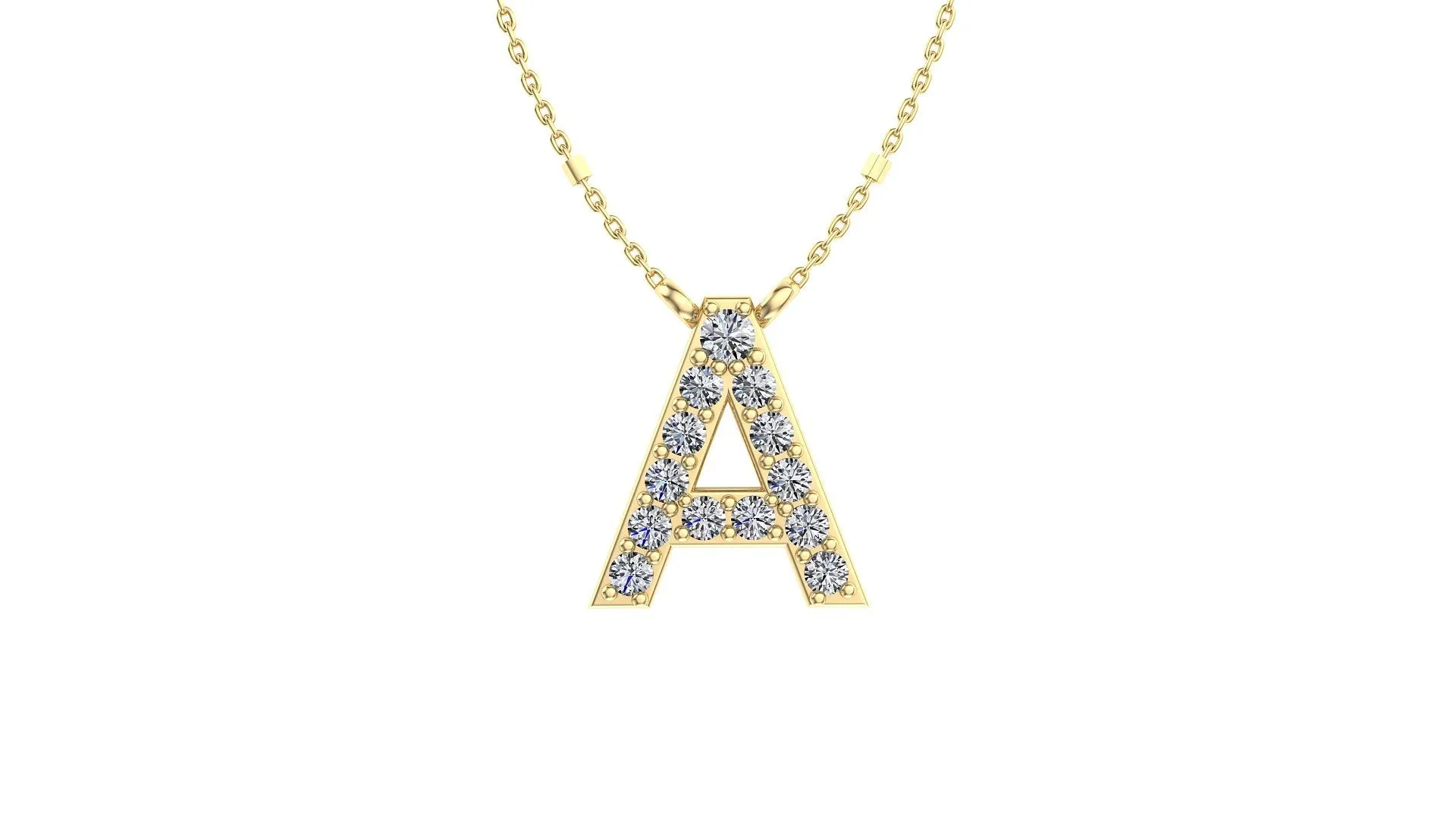 Initial A Diamond Pendant 14K Gold DIP001