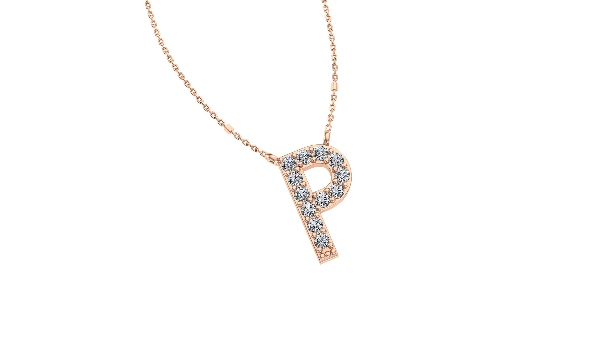 Initial P Diamond Pendant 14K Gold DIP016