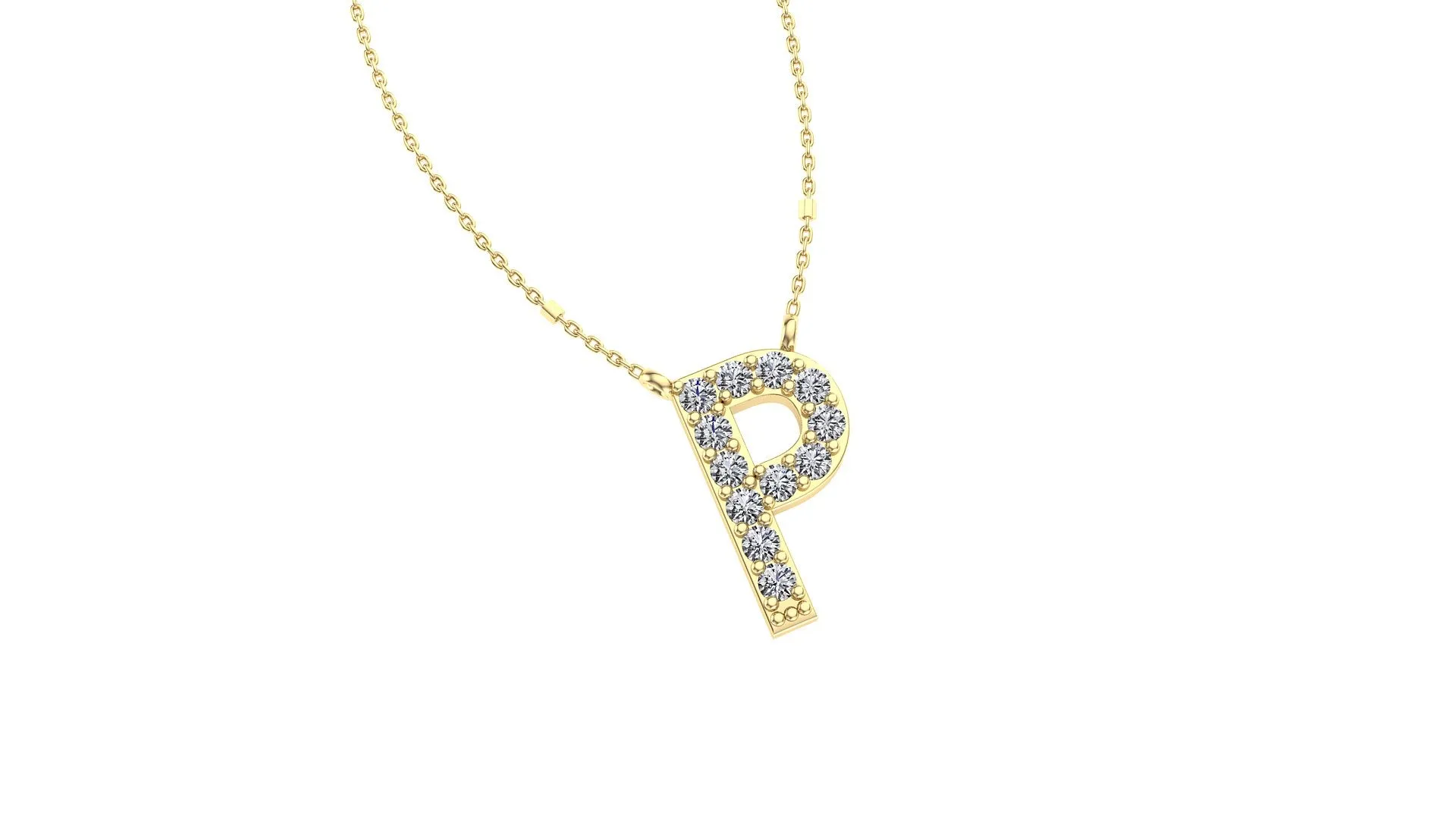 Initial P Diamond Pendant 14K Gold DIP016