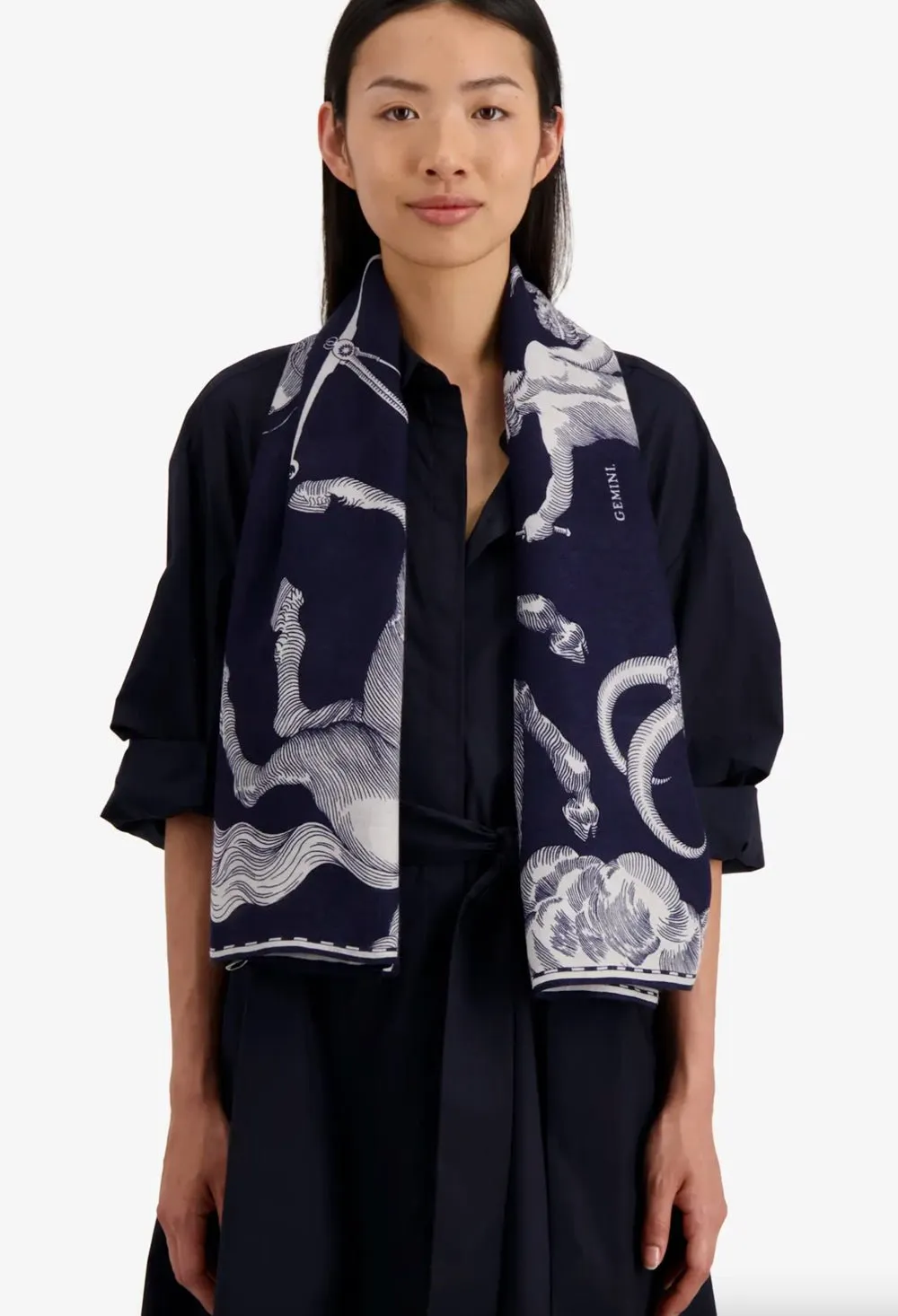 INOUI EDITIONS - Square 130 Astrologie Scarf in Dark Blue