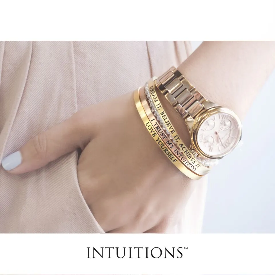 Intuitions Stainless Steel FOLLOW YOUR HEART Diamond Accent Adjustable Bracelet