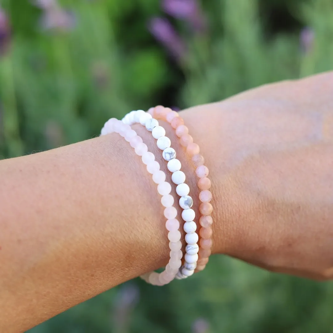 Joy Howlite Rose Quartz & Sunstone Bracelet Set