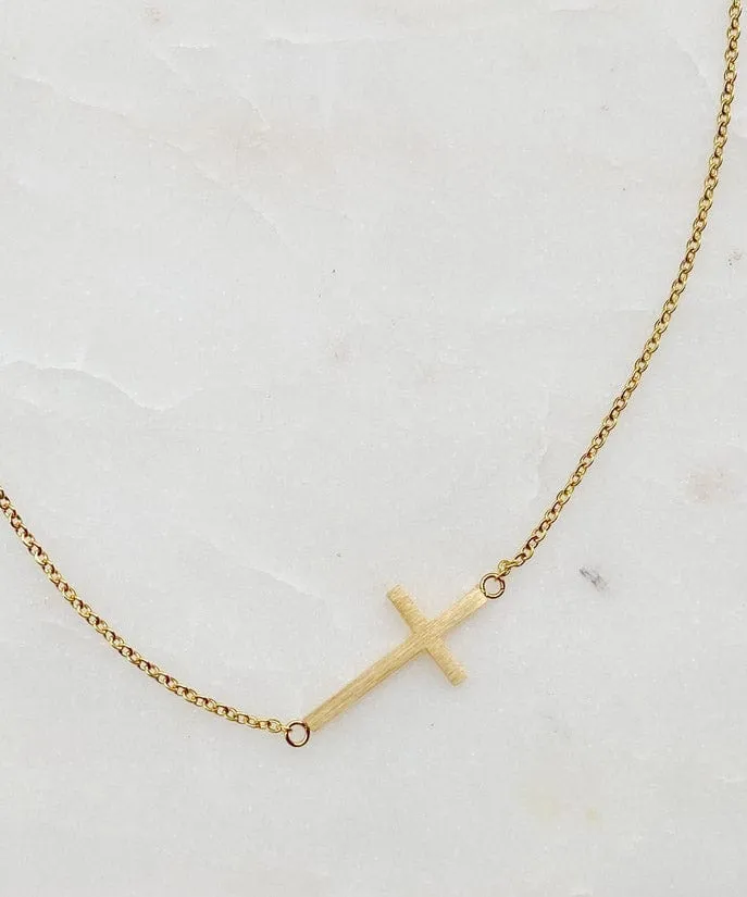 Kayla Cross Necklace - Gold