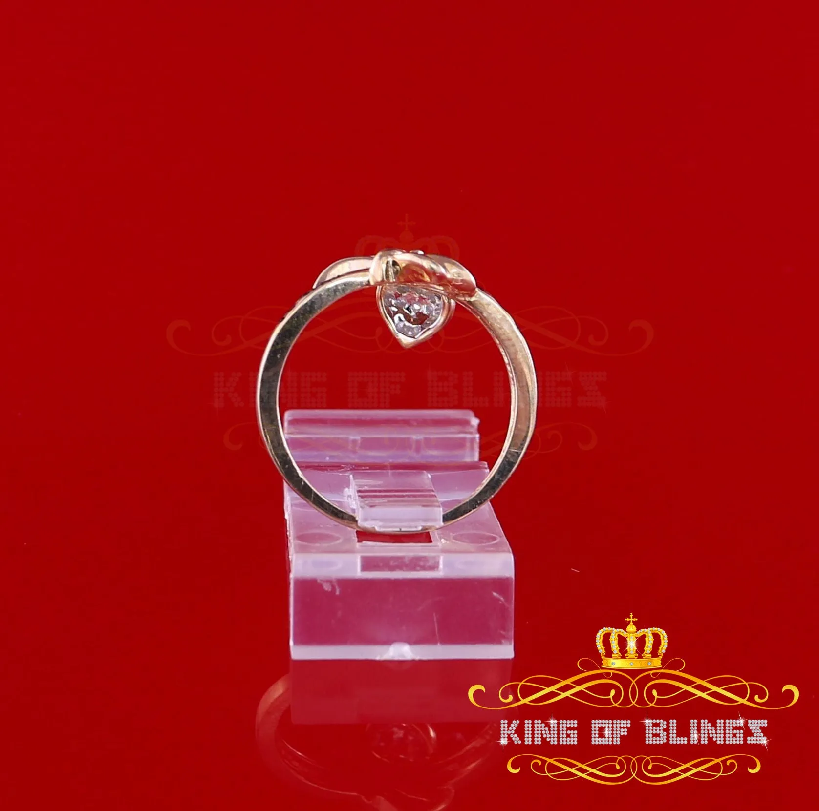 King of Bling's  Real 0.05ct Diamond Real 10kt Yellow Gold Fancy LOVE YOU HEART Charm Ring Size 7