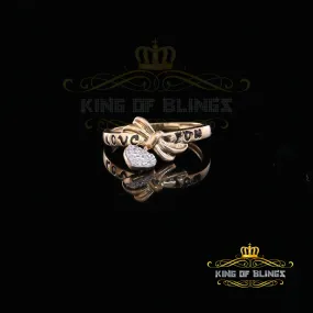 King of Bling's  Real 0.05ct Diamond Real 10kt Yellow Gold Fancy LOVE YOU HEART Charm Ring Size 7