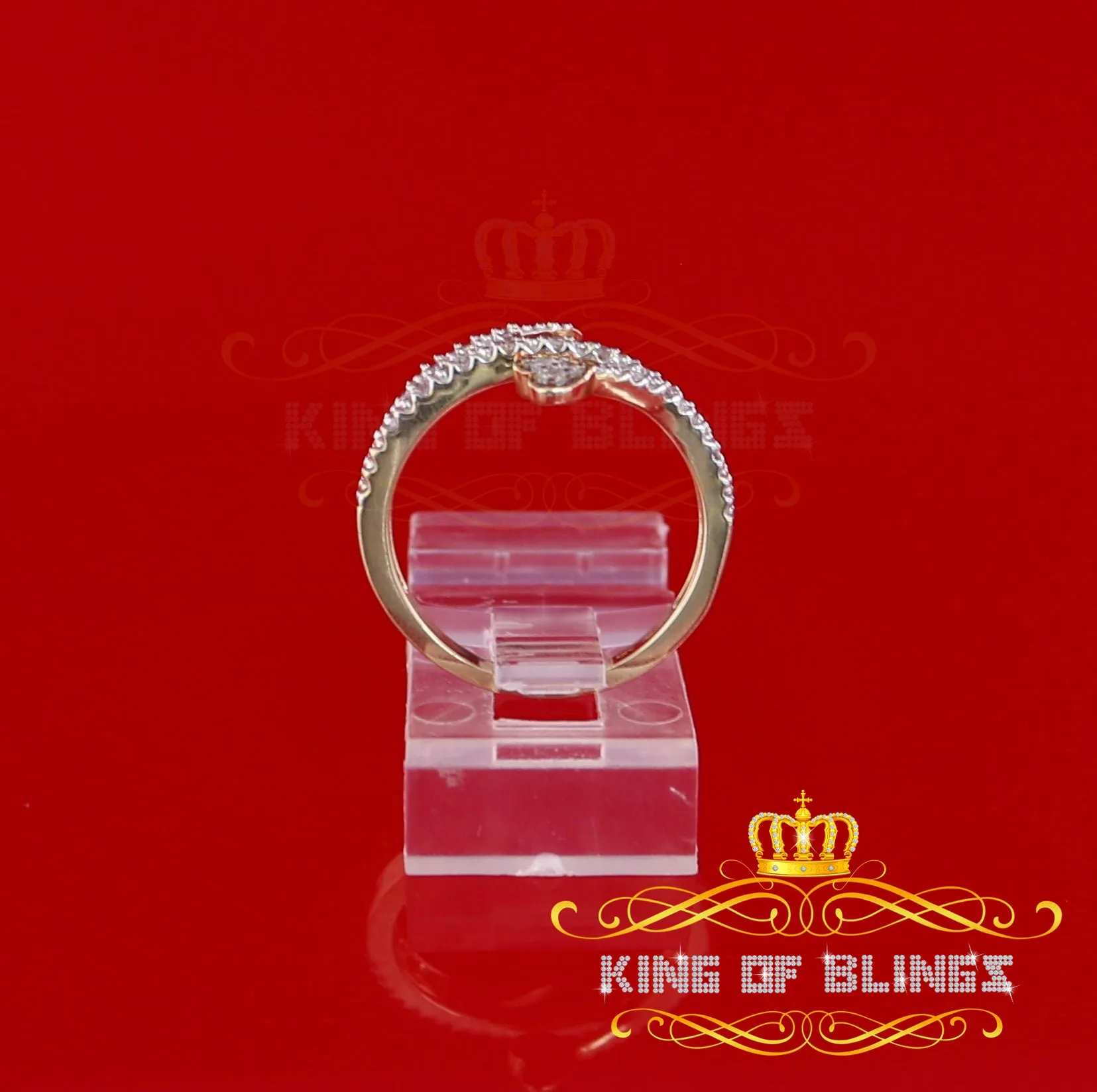 King of Bling's  Real 10kt Real Yellow Gold Real Diamond 0.12CT HEART Shape Womens Ring Size 7