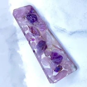 Kunzite and Amethyst gemstone Resin Hair Clip