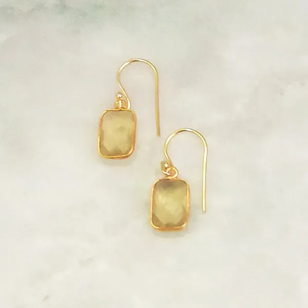 Lemon Quartz Single Drop Hook Earrings