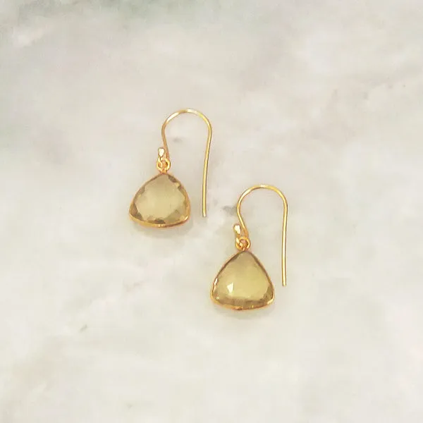 Lemon Quartz Single Drop Hook Earrings